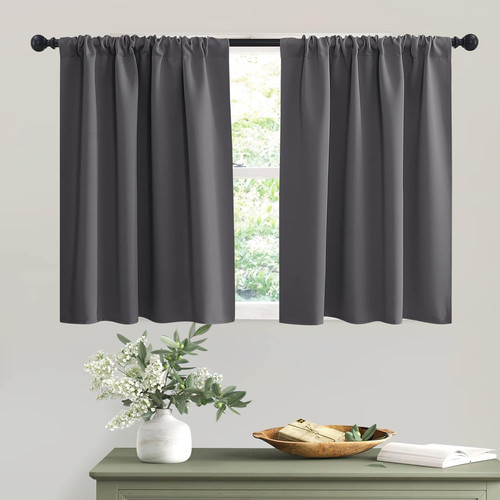 Short grey blackout curtains - blackout,